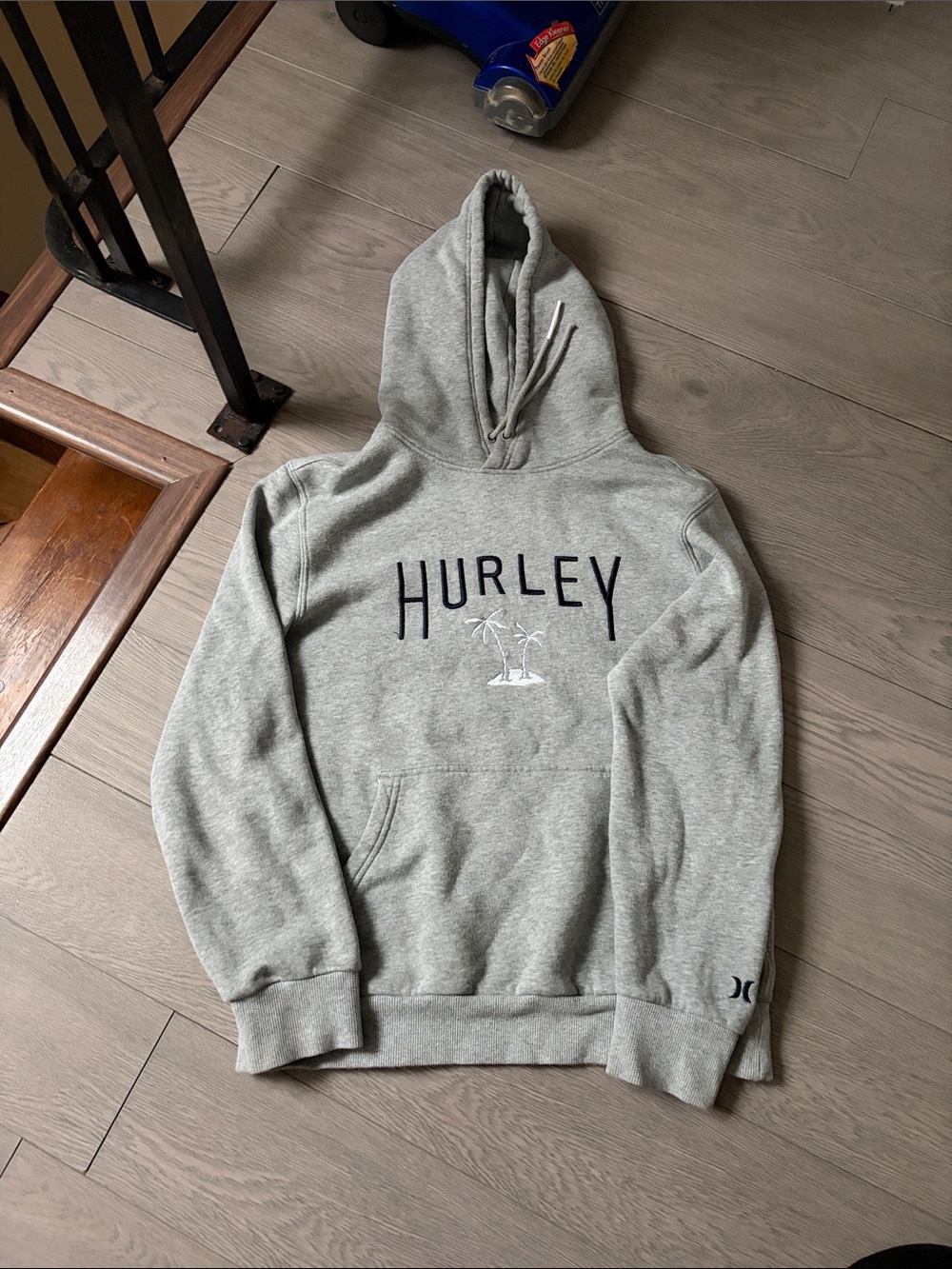 Hurley Light Gray Pullover Hoodie with Palm Logo